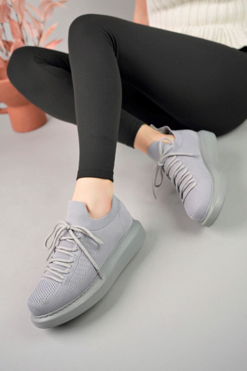 CH307 Tricot Erkek Günlük Bağcıklı Triko Spor Sneaker Ayakkabı TAT - Antrasit – Chekich Erkek Ayakkabı