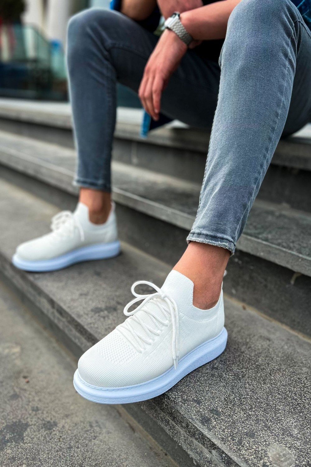CH307 Tricot Erkek Günlük Bağcıklı Triko Spor Sneaker Ayakkabı TBT - Beyaz – Chekich Erkek Ayakkabı