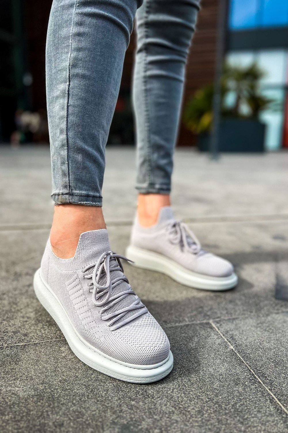 CH307 Tricot Erkek Günlük Bağcıklı Triko Spor Sneaker Ayakkabı TBT - Gri – Chekich Erkek Ayakkabı