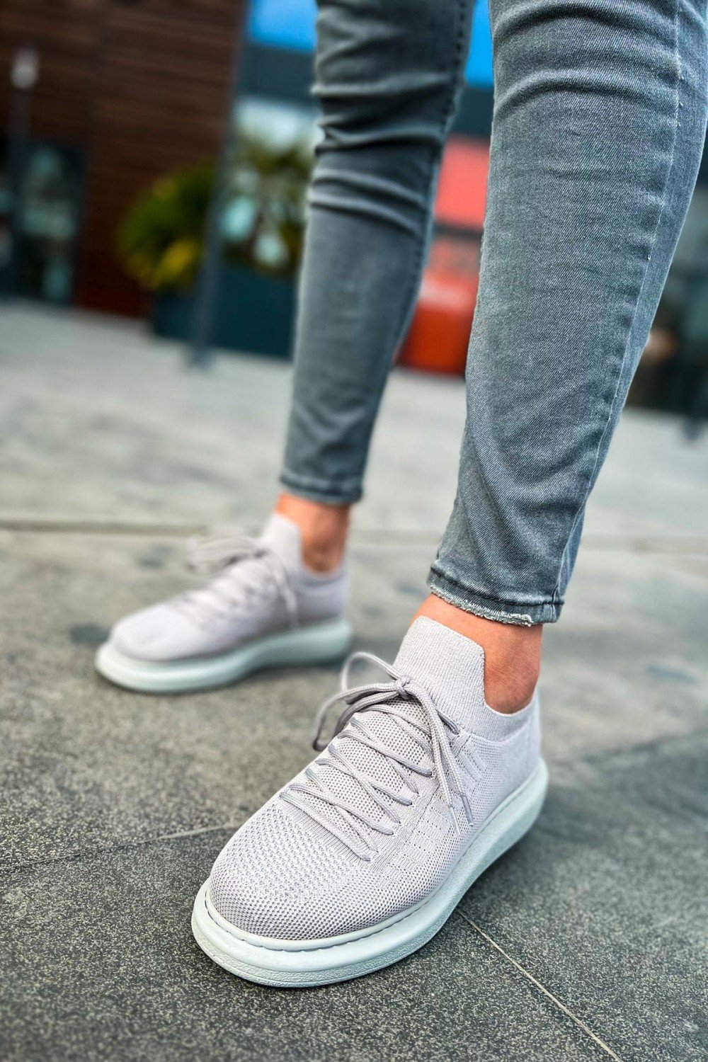CH307 Tricot Erkek Günlük Bağcıklı Triko Spor Sneaker Ayakkabı TBT - Gri – Chekich Erkek Ayakkabı