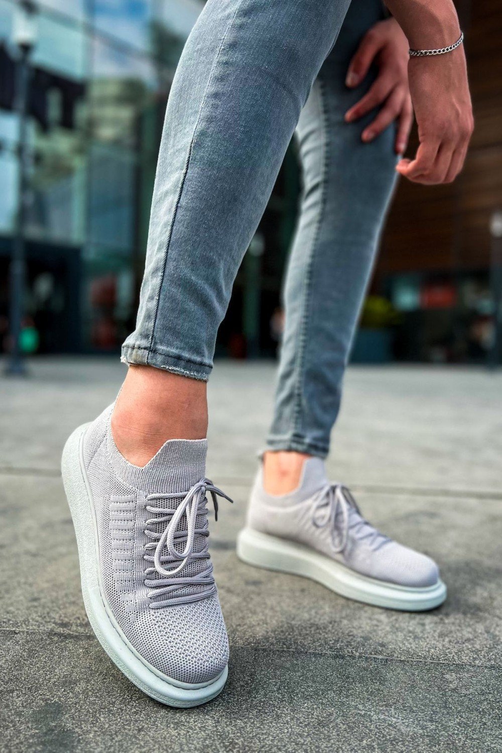 CH307 Tricot Erkek Günlük Bağcıklı Triko Spor Sneaker Ayakkabı TBT - Gri – Chekich Erkek Ayakkabı