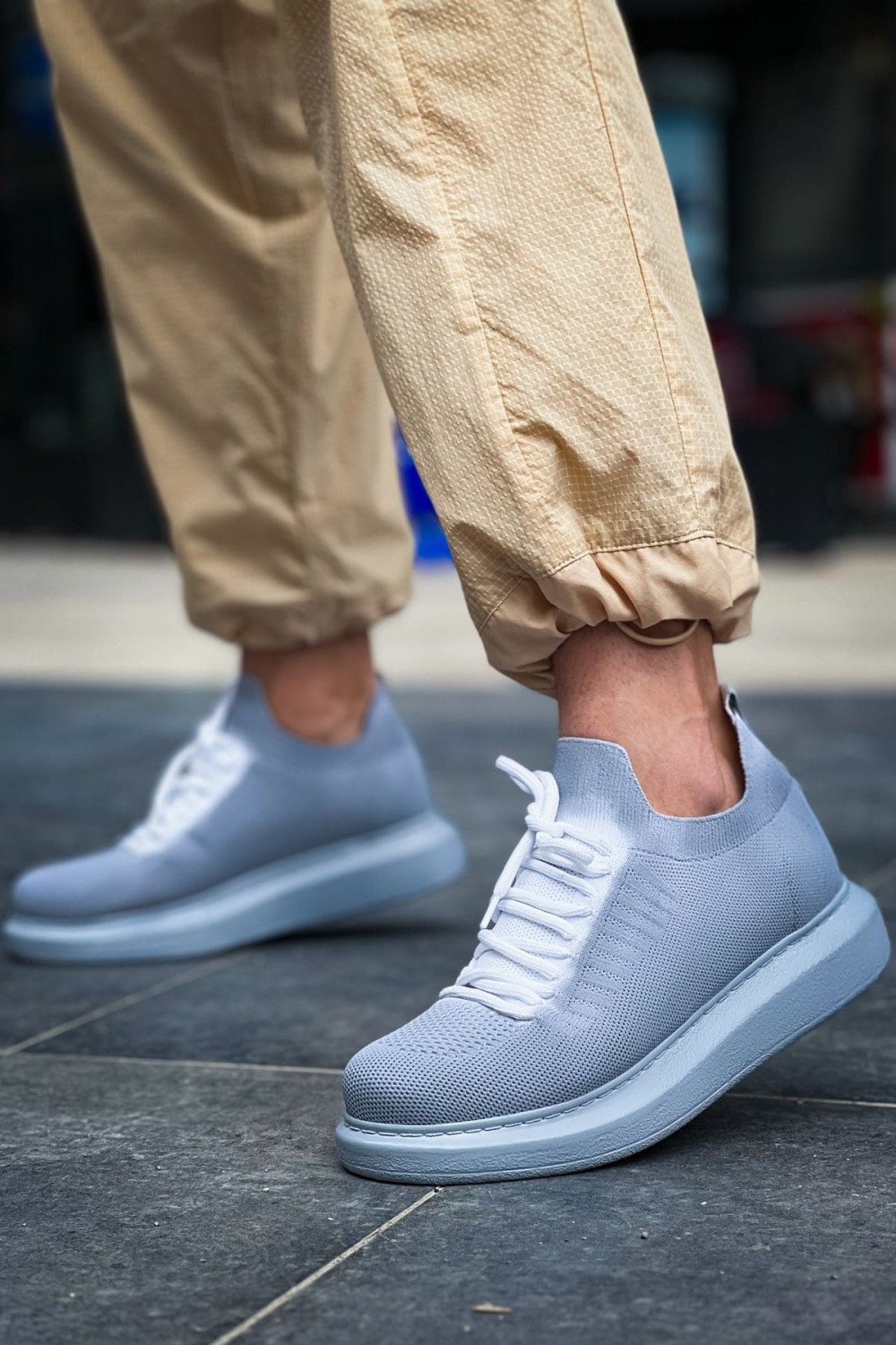 CH307 Tricot Erkek Günlük Bağcıklı Triko Spor Sneaker Ayakkabı TGT - Gri – Chekich Erkek Ayakkabı
