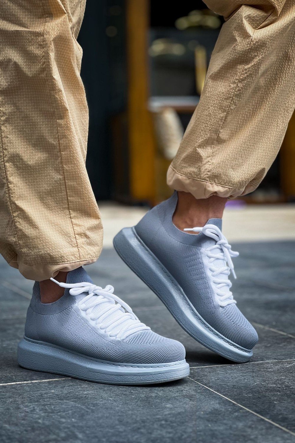 CH307 Tricot Erkek Günlük Bağcıklı Triko Spor Sneaker Ayakkabı TGT - Gri – Chekich Erkek Ayakkabı