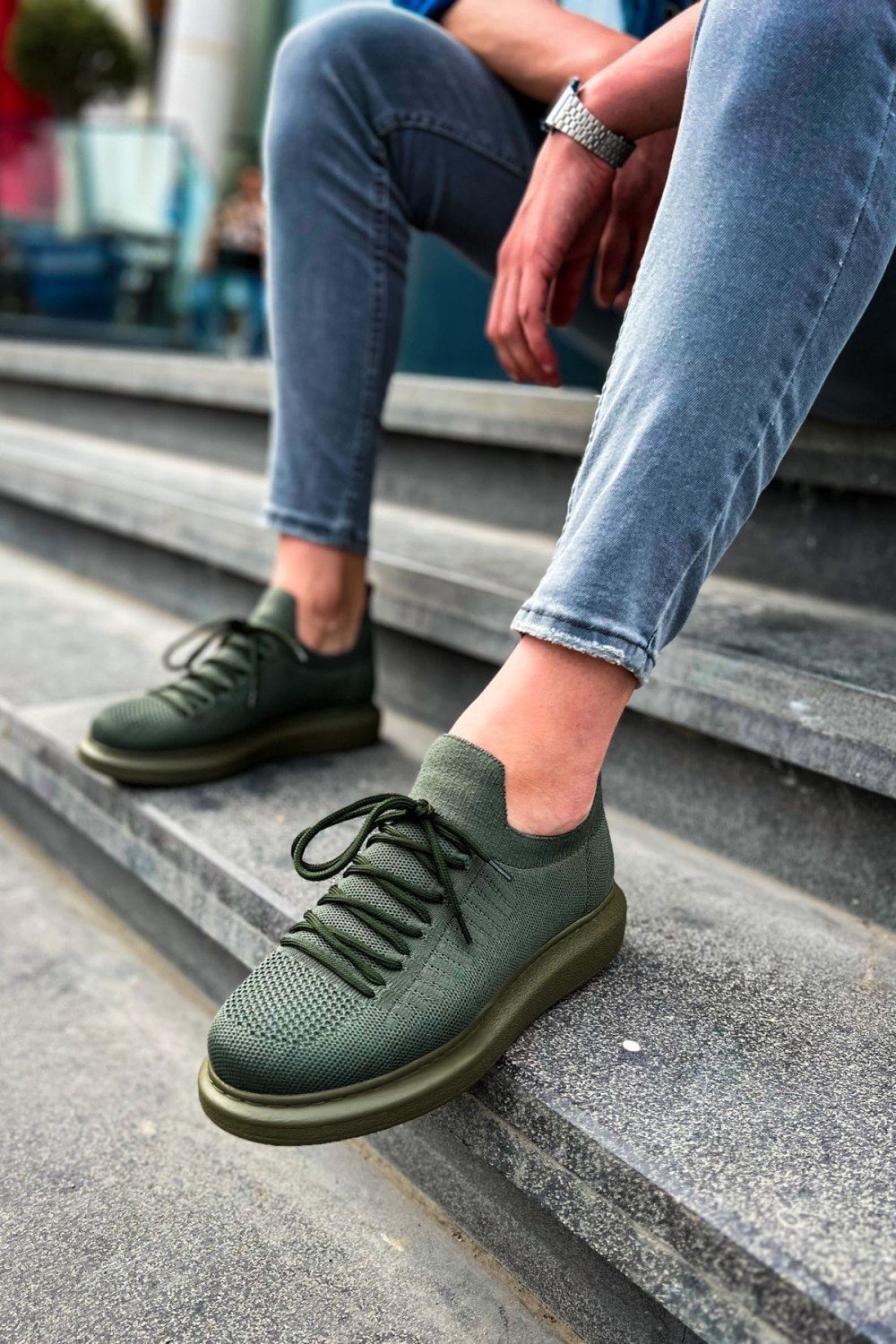 CH307 Tricot Erkek Günlük Bağcıklı Triko Spor Sneaker Ayakkabı THT - Haki – Chekich Erkek Ayakkabı