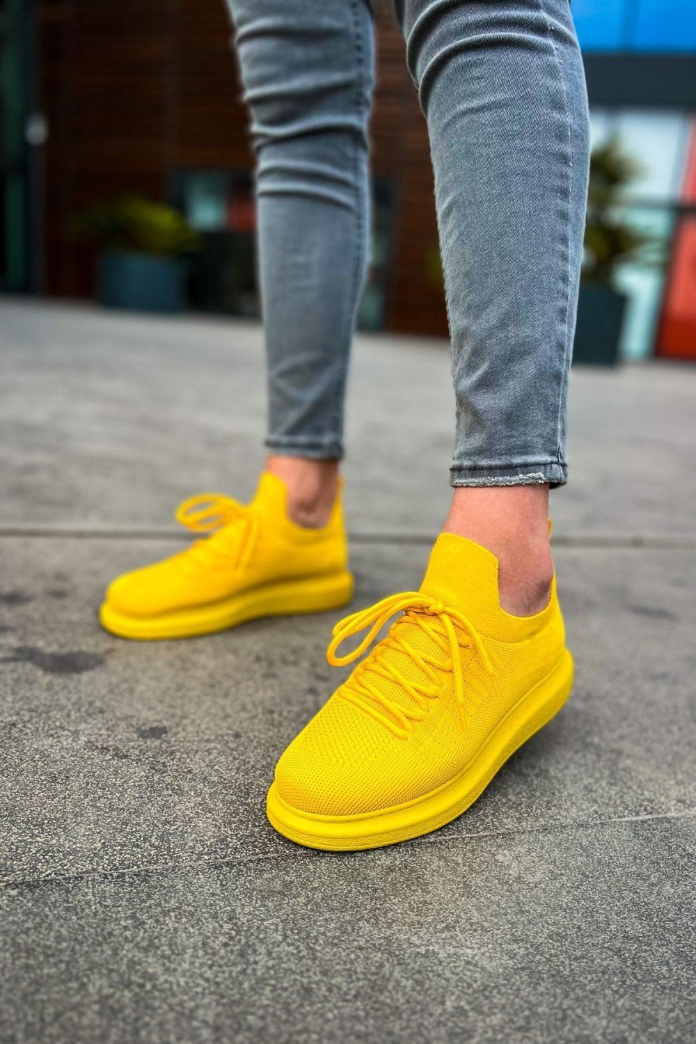CH307 Tricot Erkek Günlük Bağcıklı Triko Spor Sneaker Ayakkabı TST - Sarı – Chekich Erkek Ayakkabı