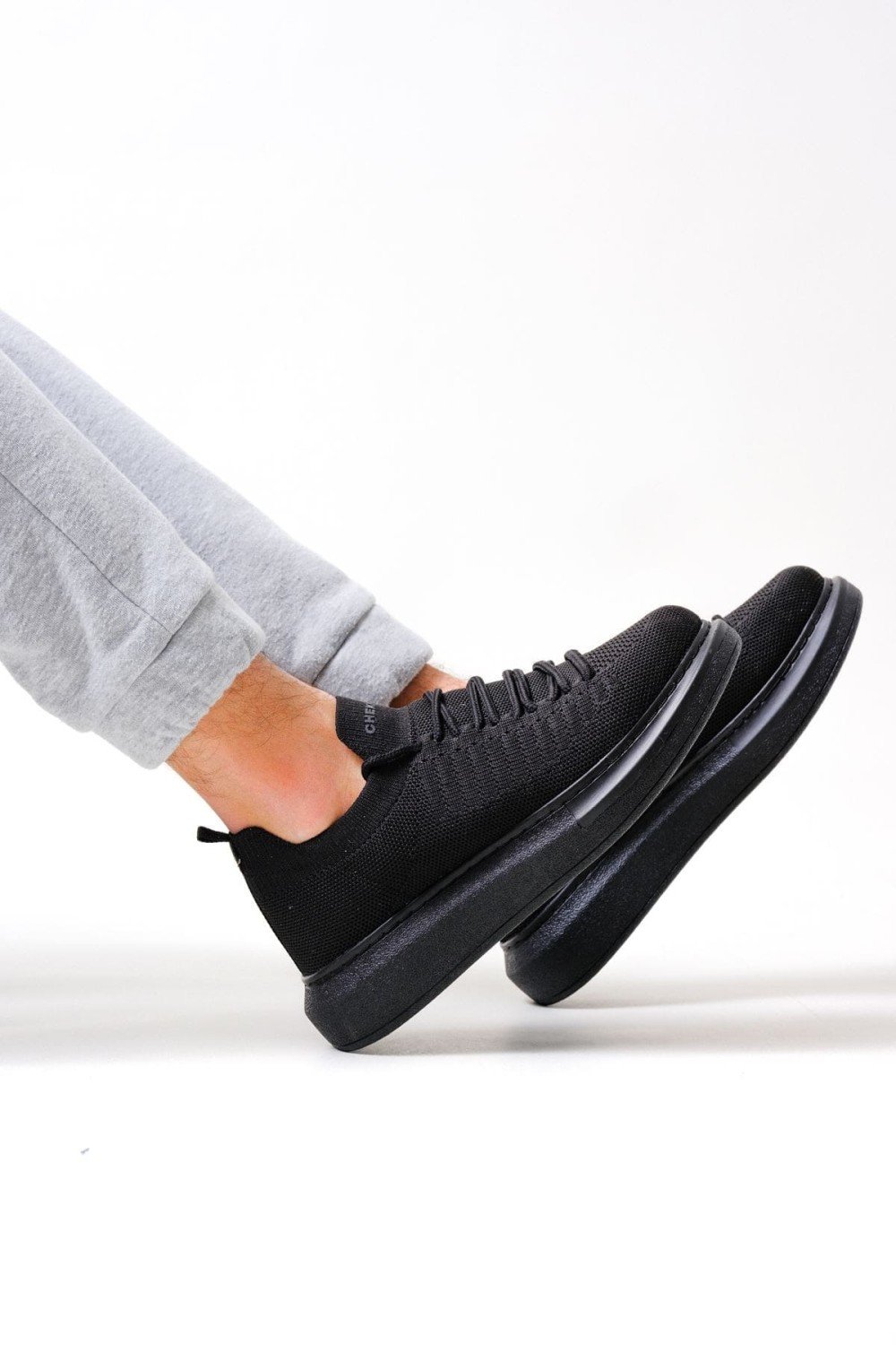 CH307 Tricot Erkek Günlük Bağcıklı Triko Spor Sneaker Ayakkabı TST - Siyah – Chekich Erkek Ayakkabı