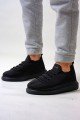 CH307 Tricot Erkek Günlük Bağcıklı Triko Spor Sneaker Ayakkabı TST - Siyah