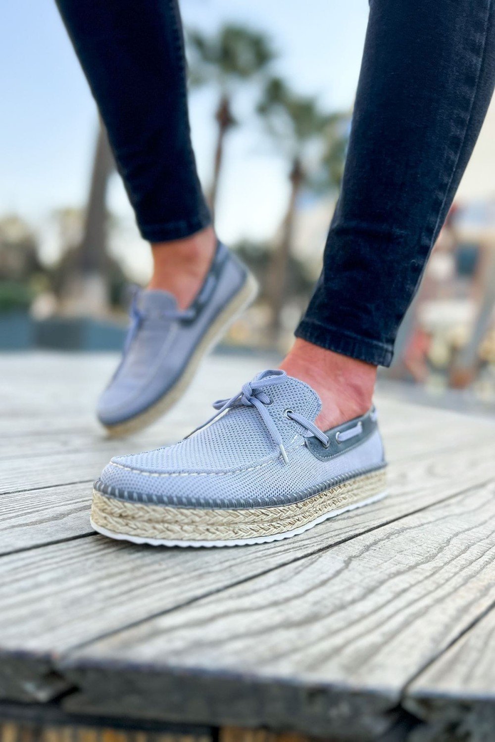 CH311 Espadril Erkek Günlük Bağcıklı Hasır Taban Triko Klasik Ayakkabı THT - Antrasit – Chekich Erkek Ayakkabı