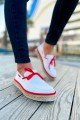CH311 Espadril Erkek Günlük Bağcıklı Hasır Taban Triko Klasik Ayakkabı THT - Beyaz/Kırmızı