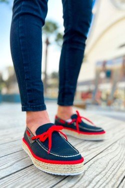 CH311 Espadril Erkek Günlük Bağcıklı Hasır Taban Triko Klasik Ayakkabı THT - Siyah/Kırmızı CH311 Espadril Erkek Günlük Bağcıklı Hasır Taban Triko Klasik Ayakkabı THT - Siyah/Kırmızı