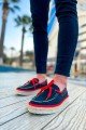 CH311 Espadril Erkek Günlük Bağcıklı Hasır Taban Triko Klasik Ayakkabı THT - Siyah/Kırmızı – Chekich Erkek Ayakkabı
