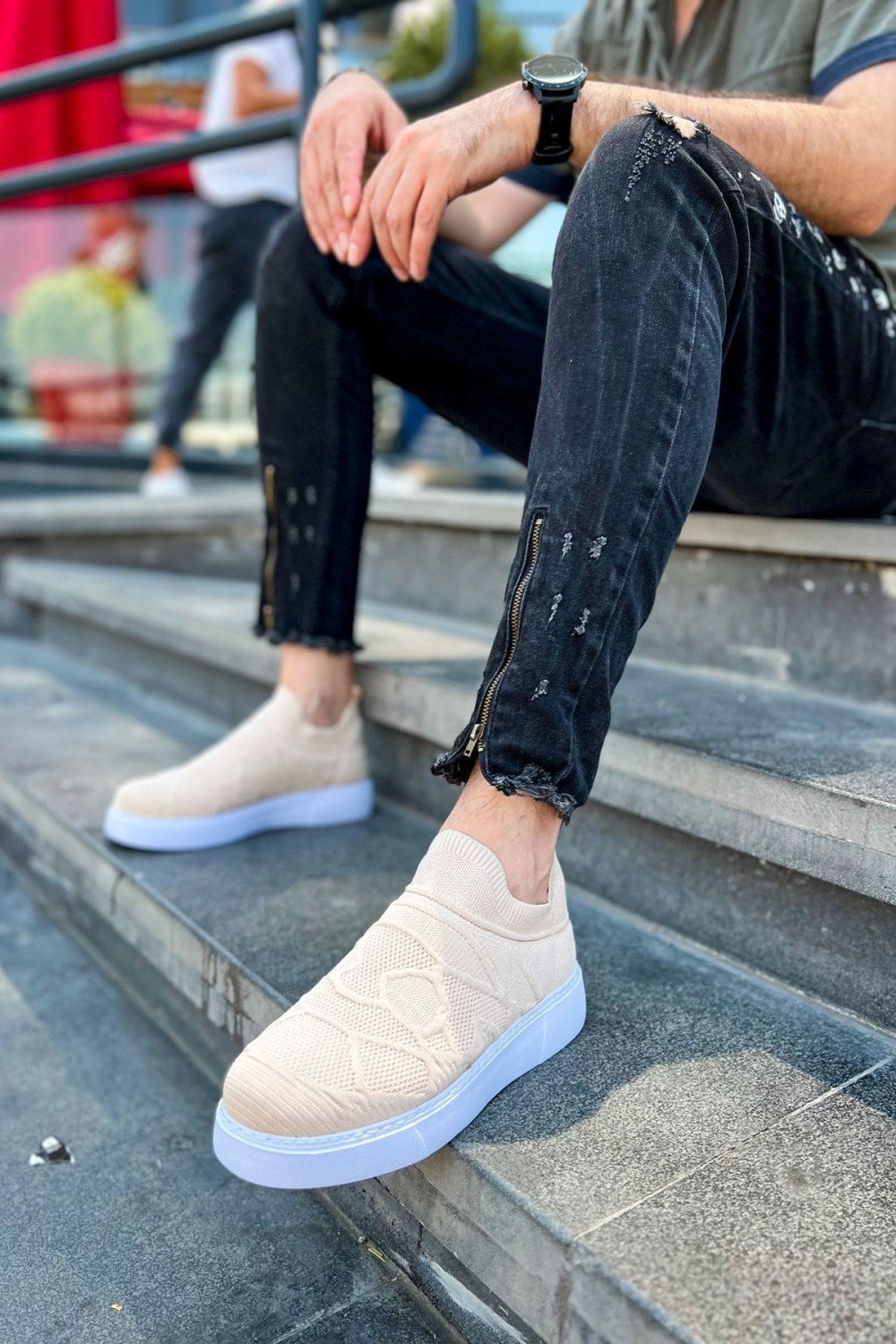 CH411 Craig Erkek Günlük Bağcıksız Triko Spor Sneaker Ayakkabı TBT - Bej Erkek Ayakkabı CH411 Craig Erkek Günlük Bağcıksız Triko Spor Sneaker Ayakkabı TBT - Bej – Chekich Erkek Ayakkabı