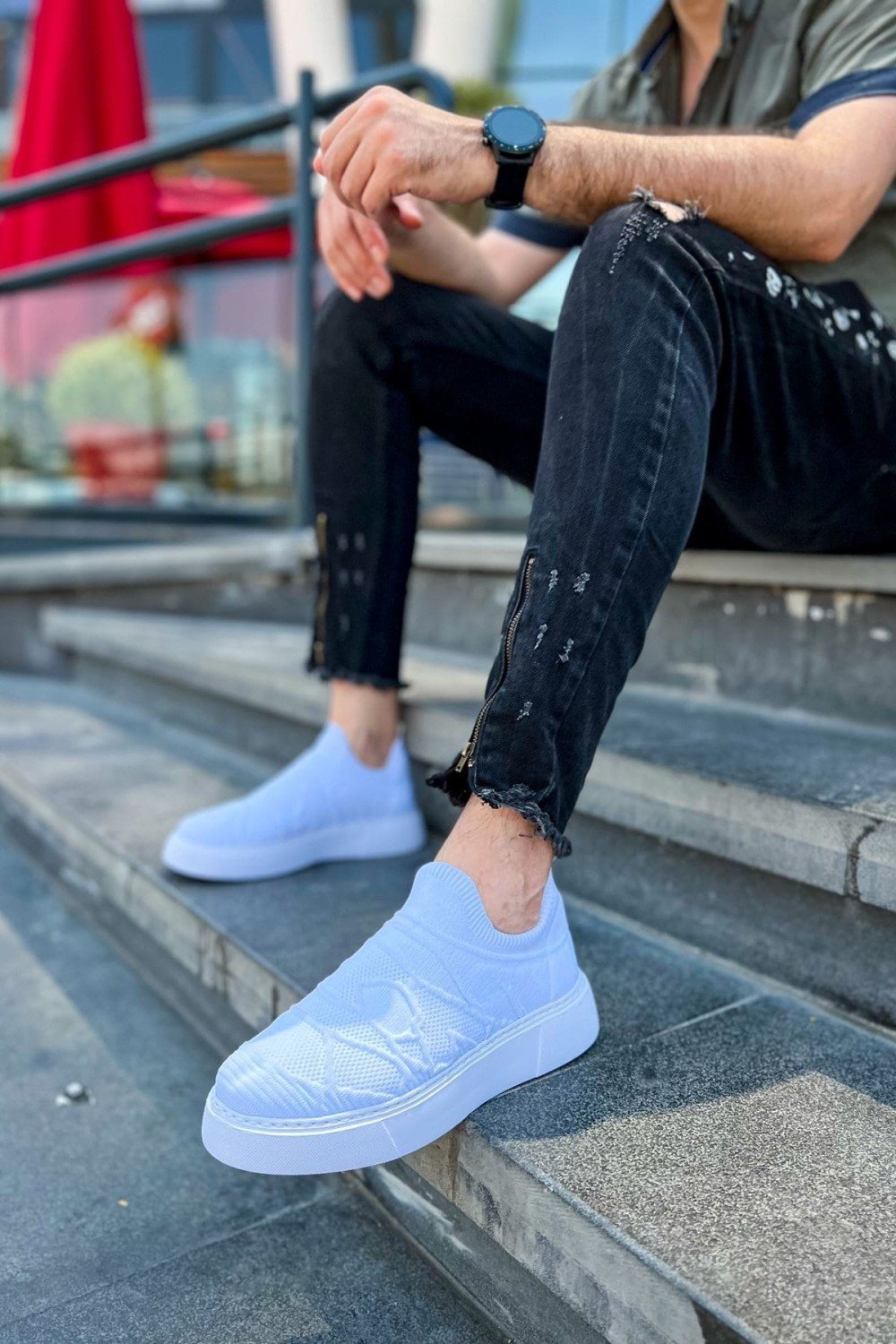 CH411 Craig Erkek Günlük Bağcıksız Triko Spor Sneaker Ayakkabı TBT - Beyaz Erkek Ayakkabı CH411 Craig Erkek Günlük Bağcıksız Triko Spor Sneaker Ayakkabı TBT - Beyaz – Chekich Erkek Ayakkabı