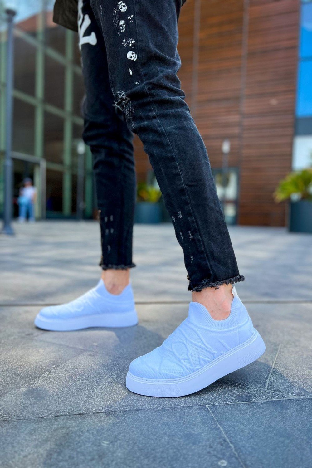CH411 Craig Erkek Günlük Bağcıksız Triko Spor Sneaker Ayakkabı TBT - Beyaz Erkek Ayakkabı CH411 Craig Erkek Günlük Bağcıksız Triko Spor Sneaker Ayakkabı TBT - Beyaz – Chekich Erkek Ayakkabı