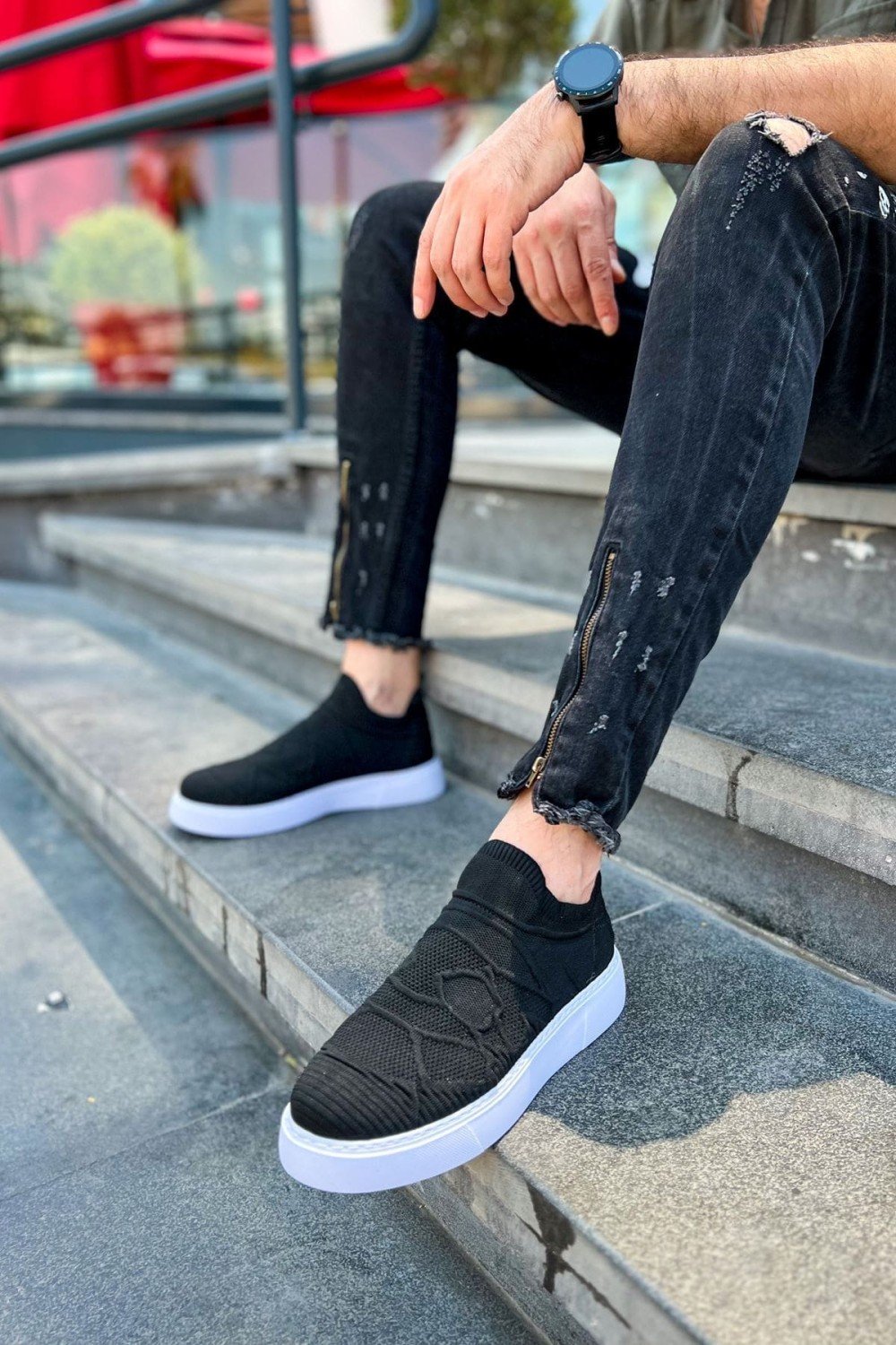 CH411 Craig Erkek Günlük Bağcıksız Triko Spor Sneaker Ayakkabı TBT - Siyah Erkek Ayakkabı CH411 Craig Erkek Günlük Bağcıksız Triko Spor Sneaker Ayakkabı TBT - Siyah – Chekich Erkek Ayakkabı