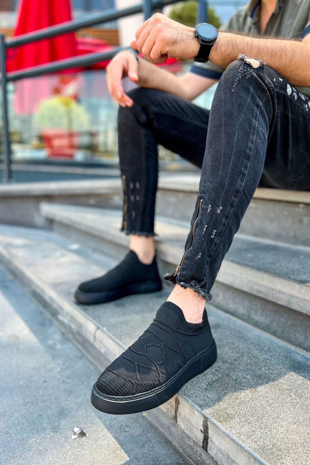 CH411 Craig Erkek Günlük Bağcıksız Triko Spor Sneaker Ayakkabı TST - Siyah Erkek Ayakkabı CH411 Craig Erkek Günlük Bağcıksız Triko Spor Sneaker Ayakkabı TST - Siyah – Chekich Erkek Ayakkabı