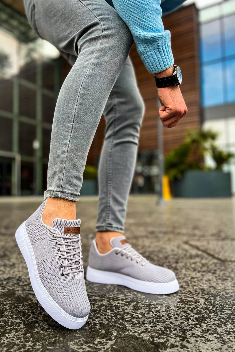 CH413 Crew Erkek Günlük Bağcıklı Triko Spor Sneaker Ayakkabı TBT - Antrasit – Chekich Erkek Ayakkabı