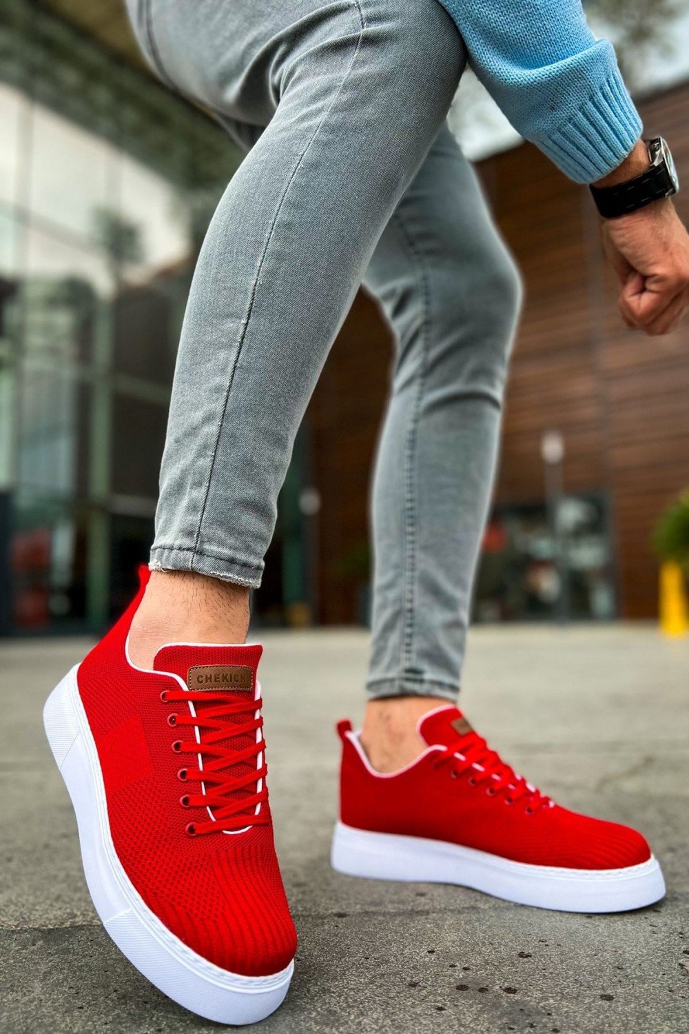 CH413 Crew Erkek Günlük Bağcıklı Triko Spor Sneaker Ayakkabı TBT - Kırmızı Erkek Ayakkabı CH413 Crew Erkek Günlük Bağcıklı Triko Spor Sneaker Ayakkabı TBT - Kırmızı – Chekich Erkek Ayakkabı