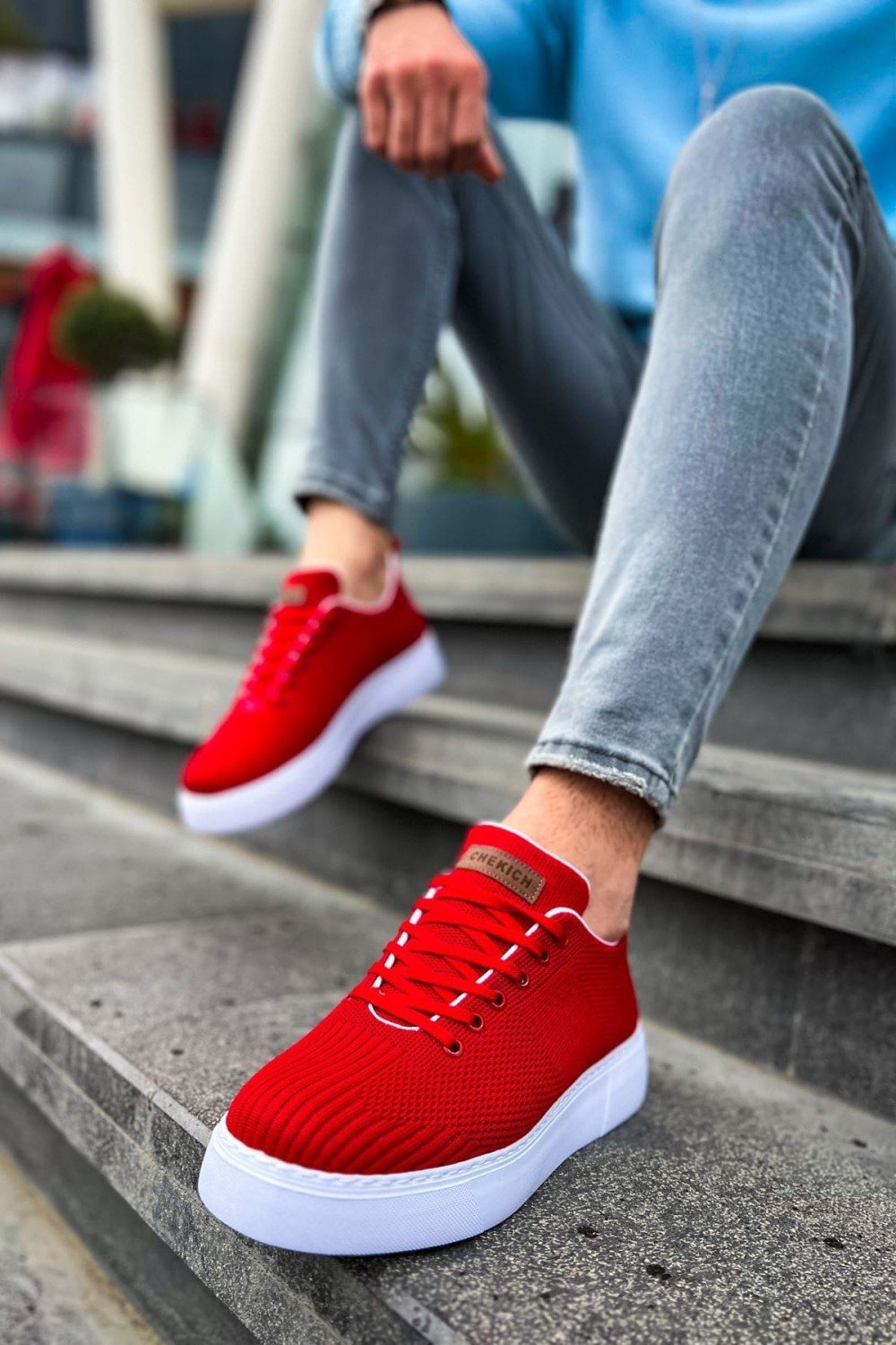 CH413 Crew Erkek Günlük Bağcıklı Triko Spor Sneaker Ayakkabı TBT - Kırmızı Erkek Ayakkabı CH413 Crew Erkek Günlük Bağcıklı Triko Spor Sneaker Ayakkabı TBT - Kırmızı – Chekich Erkek Ayakkabı