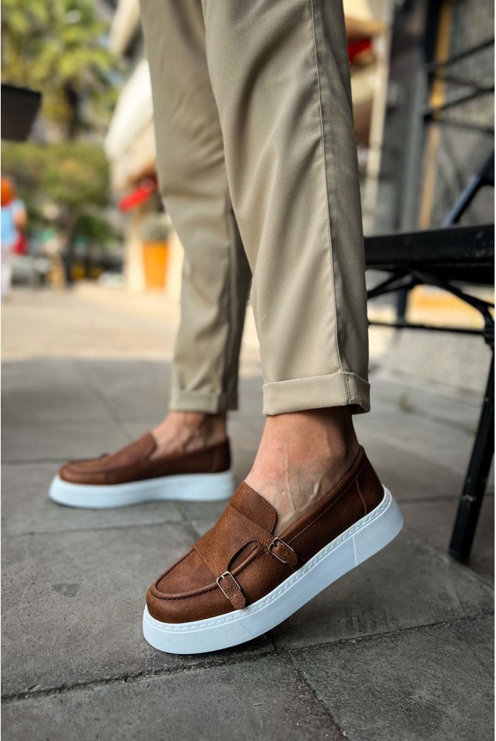 CH417 Mancini Erkek Günlük Bağcıksız Cilt Klasik Ayakkabı CBT - Taba