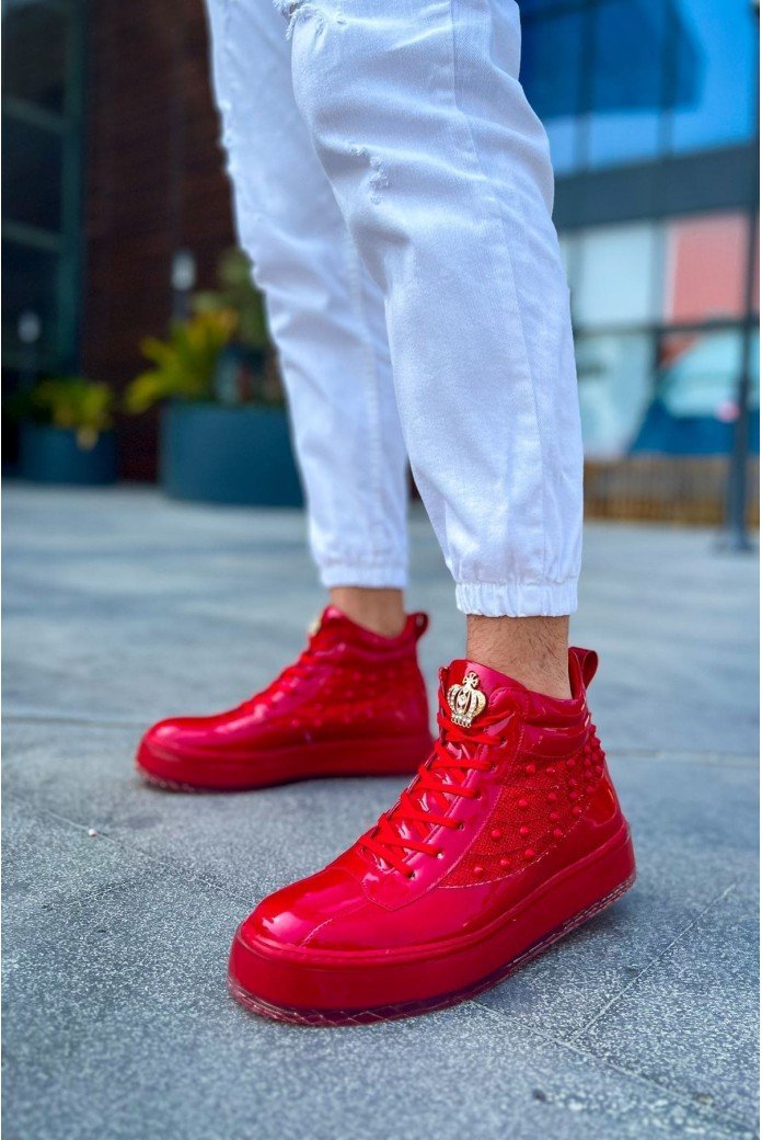 CH973 Majesty Erkek Spor Günlük Bağcıklı Rugan Bot RKT - Kırmızı