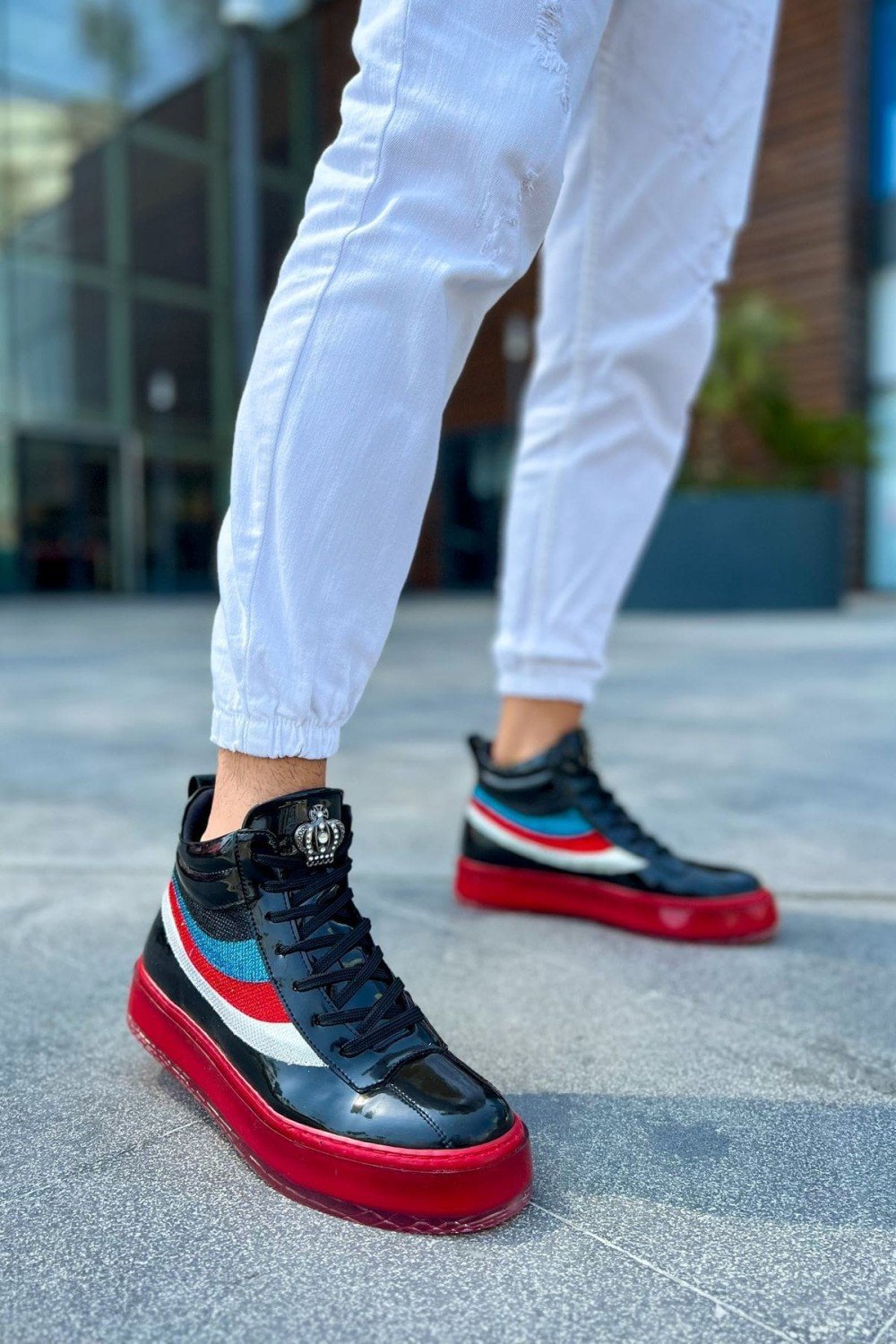 CH973 Majesty Erkek Spor Günlük Bağcıklı Rugan Bot RKT - Siyah/Kırmızı Erkek Ayakkabı CH973 Majesty Erkek Spor Günlük Bağcıklı Rugan Bot RKT - Siyah/Kırmızı – Chekich Erkek Ayakkabı