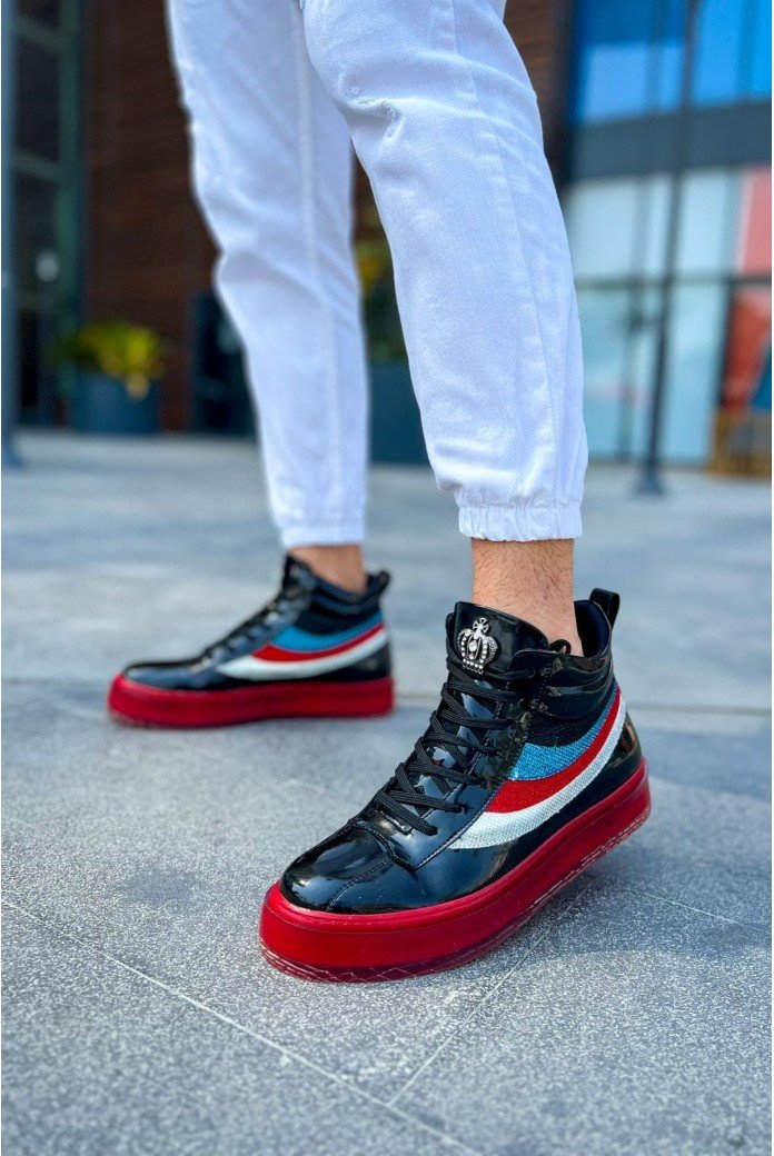 CH973 Majesty Erkek Spor Günlük Bağcıklı Rugan Bot RKT - Siyah/Kırmızı