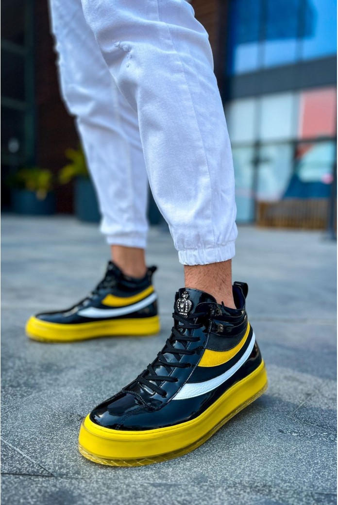 CH973 Majesty Erkek Spor Günlük Bağcıklı Rugan Bot RST - Siyah/Sarı