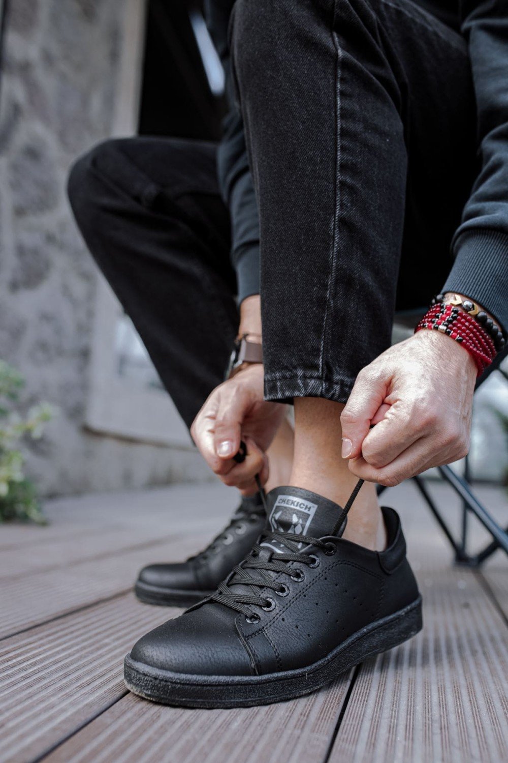 CH977 Tennis Erkek Günlük Bağcıklı Cilt Spor Sneaker Ayakkabı CST - Siyah Erkek Ayakkabı CH977 Tennis Erkek Günlük Bağcıklı Cilt Spor Sneaker Ayakkabı CST - Siyah – Chekich Erkek Ayakkabı