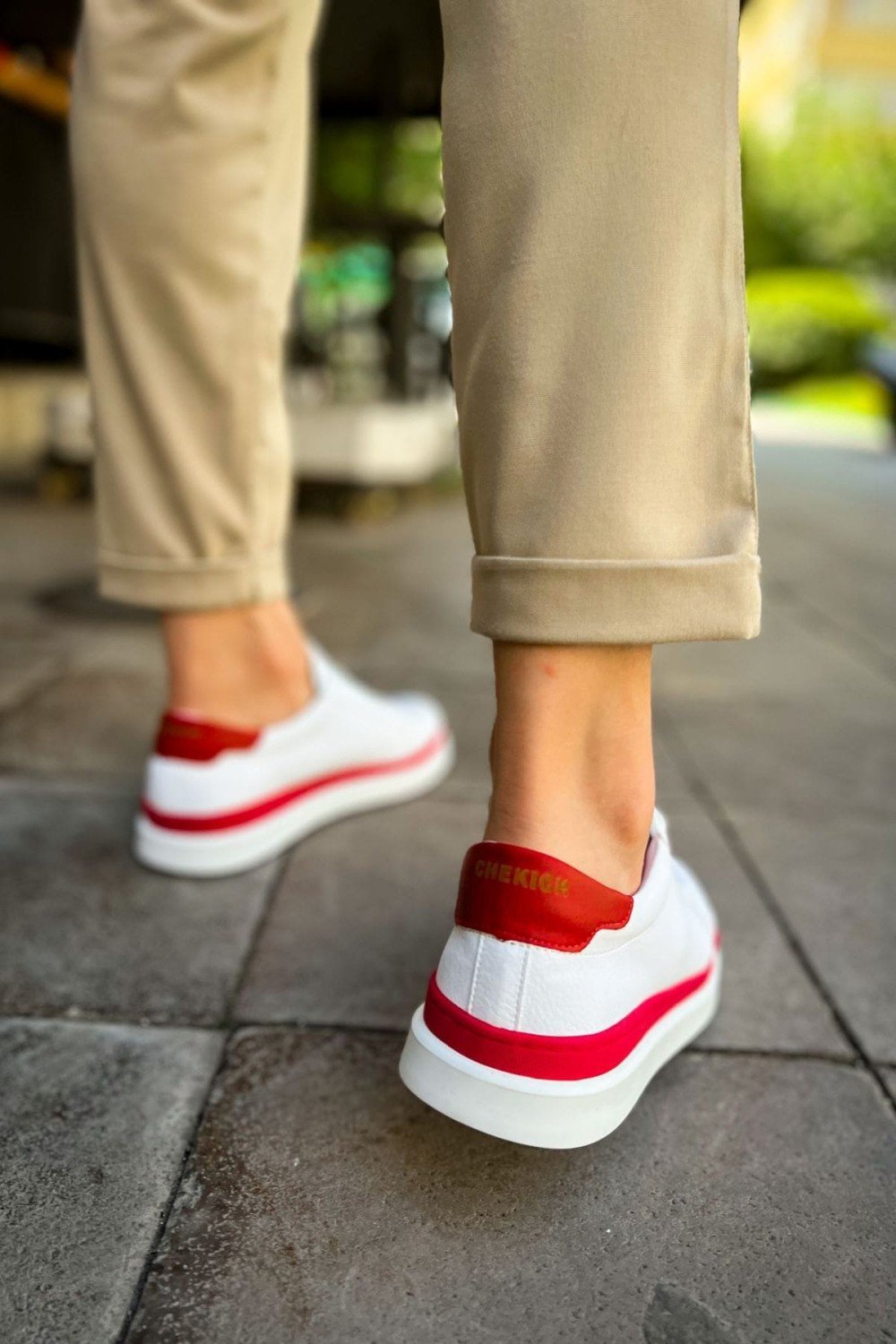 CH979 Santoni Erkek Günlük Bağcıklı Cilt Spor Sneaker Ayakkabı CBT - Beyaz/Kırmızı Erkek Ayakkabı CH979 Santoni Erkek Günlük Bağcıklı Cilt Spor Sneaker Ayakkabı CBT - Beyaz/Kırmızı – Chekich Erkek Ayakkabı