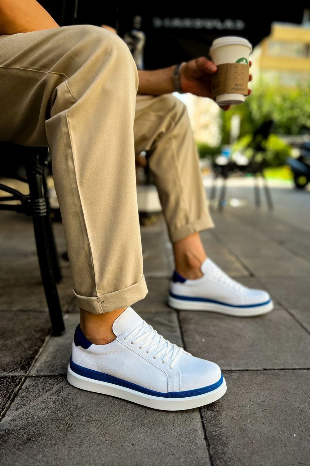 CH979 Santoni Erkek Günlük Bağcıklı Cilt Spor Sneaker Ayakkabı CBT - Beyaz/Mavi Erkek Ayakkabı CH979 Santoni Erkek Günlük Bağcıklı Cilt Spor Sneaker Ayakkabı CBT - Beyaz/Mavi – Chekich Erkek Ayakkabı