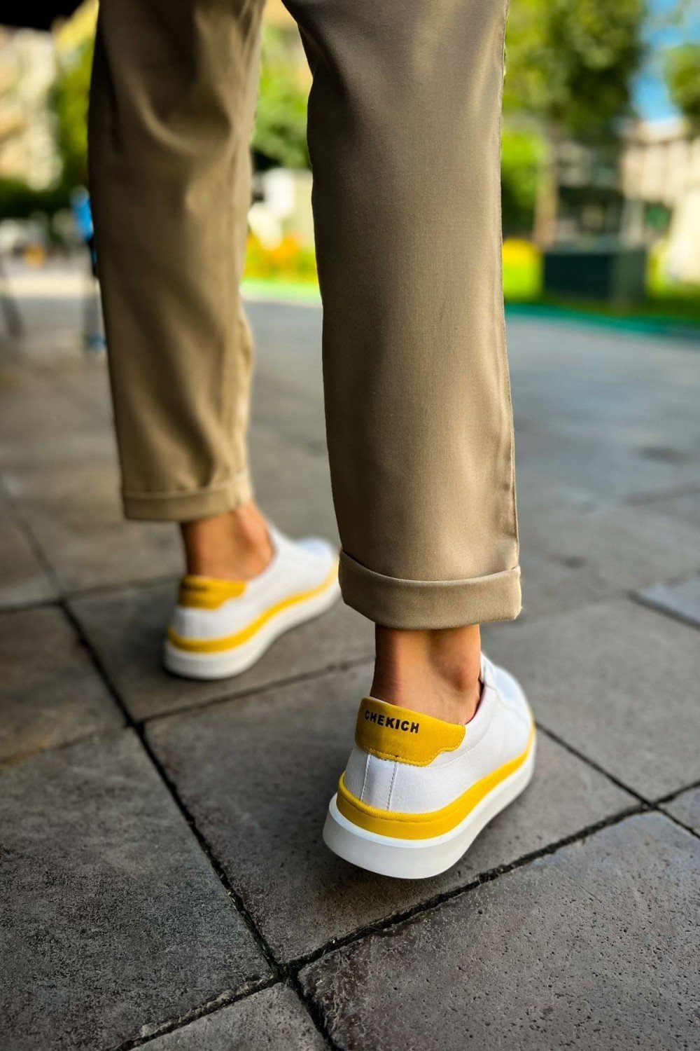 CH979 Santoni Erkek Günlük Bağcıklı Cilt Spor Sneaker Ayakkabı CBT - Beyaz/Sarı Erkek Ayakkabı CH979 Santoni Erkek Günlük Bağcıklı Cilt Spor Sneaker Ayakkabı CBT - Beyaz/Sarı – Chekich Erkek Ayakkabı