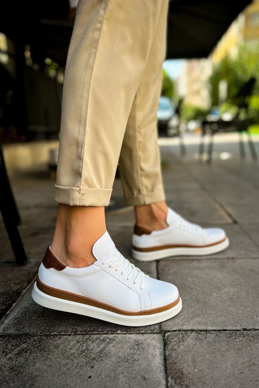 CH979 Santoni Erkek Günlük Bağcıklı Cilt Spor Sneaker Ayakkabı CBT - Beyaz/Taba Erkek Ayakkabı CH979 Santoni Erkek Günlük Bağcıklı Cilt Spor Sneaker Ayakkabı CBT - Beyaz/Taba – Chekich Erkek Ayakkabı