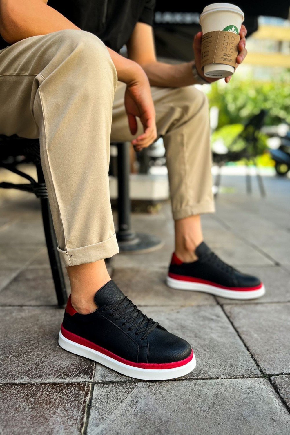 CH979 Santoni Erkek Günlük Bağcıklı Cilt Spor Sneaker Ayakkabı CBT - Siyah/Kırmızı Erkek Ayakkabı CH979 Santoni Erkek Günlük Bağcıklı Cilt Spor Sneaker Ayakkabı CBT - Siyah/Kırmızı – Chekich Erkek Ayakkabı
