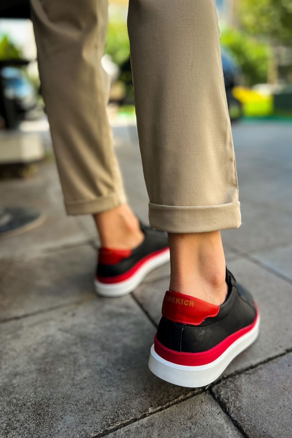 CH979 Santoni Erkek Günlük Bağcıklı Cilt Spor Sneaker Ayakkabı CBT - Siyah/Kırmızı Erkek Ayakkabı CH979 Santoni Erkek Günlük Bağcıklı Cilt Spor Sneaker Ayakkabı CBT - Siyah/Kırmızı – Chekich Erkek Ayakkabı