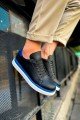 CH979 Santoni Erkek Günlük Bağcıklı Cilt Spor Sneaker Ayakkabı CBT - Siyah/Mavi Erkek Ayakkabı CH979 Santoni Erkek Günlük Bağcıklı Cilt Spor Sneaker Ayakkabı CBT - Siyah/Mavi – Chekich Erkek Ayakkabı