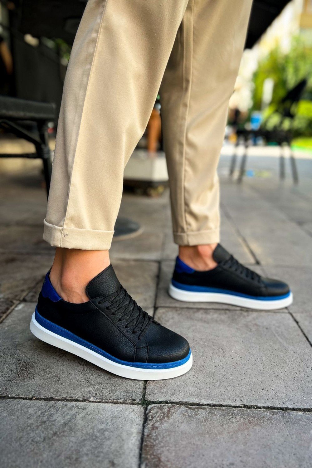 CH979 Santoni Erkek Günlük Bağcıklı Cilt Spor Sneaker Ayakkabı CBT - Siyah/Mavi Erkek Ayakkabı CH979 Santoni Erkek Günlük Bağcıklı Cilt Spor Sneaker Ayakkabı CBT - Siyah/Mavi – Chekich Erkek Ayakkabı
