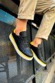 CH979 Santoni Erkek Günlük Bağcıklı Cilt Spor Sneaker Ayakkabı CBT - Siyah/Sarı Erkek Ayakkabı CH979 Santoni Erkek Günlük Bağcıklı Cilt Spor Sneaker Ayakkabı CBT - Siyah/Sarı – Chekich Erkek Ayakkabı