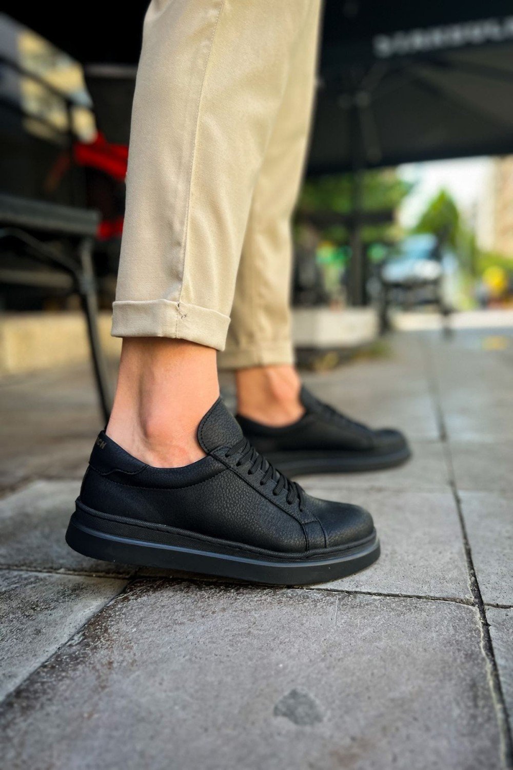 CH979 Santoni Erkek Günlük Bağcıklı Cilt Spor Sneaker Ayakkabı CST - Siyah – Chekich Erkek Ayakkabı