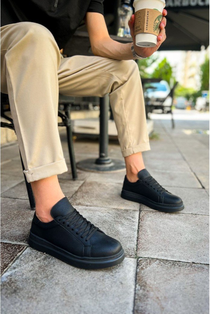 CH979 Santoni Erkek Günlük Bağcıklı Cilt Spor Sneaker Ayakkabı CST - Siyah CH979 Santoni Erkek Günlük Bağcıklı Cilt Spor Sneaker Ayakkabı CST - Siyah