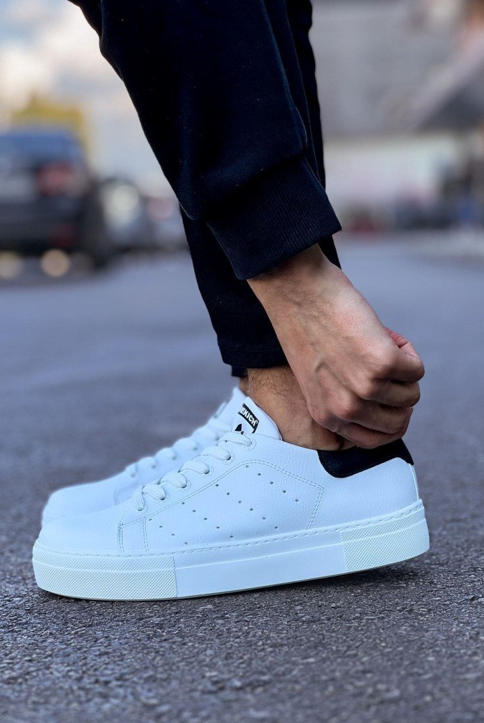 CH983 Tennis Erkek Günlük Bağcıklı Cilt Spor Sneaker Ayakkabı CBT - Beyaz/Siyah CH983 Tennis Erkek Günlük Bağcıklı Cilt Spor Sneaker Ayakkabı CBT - Beyaz/Siyah