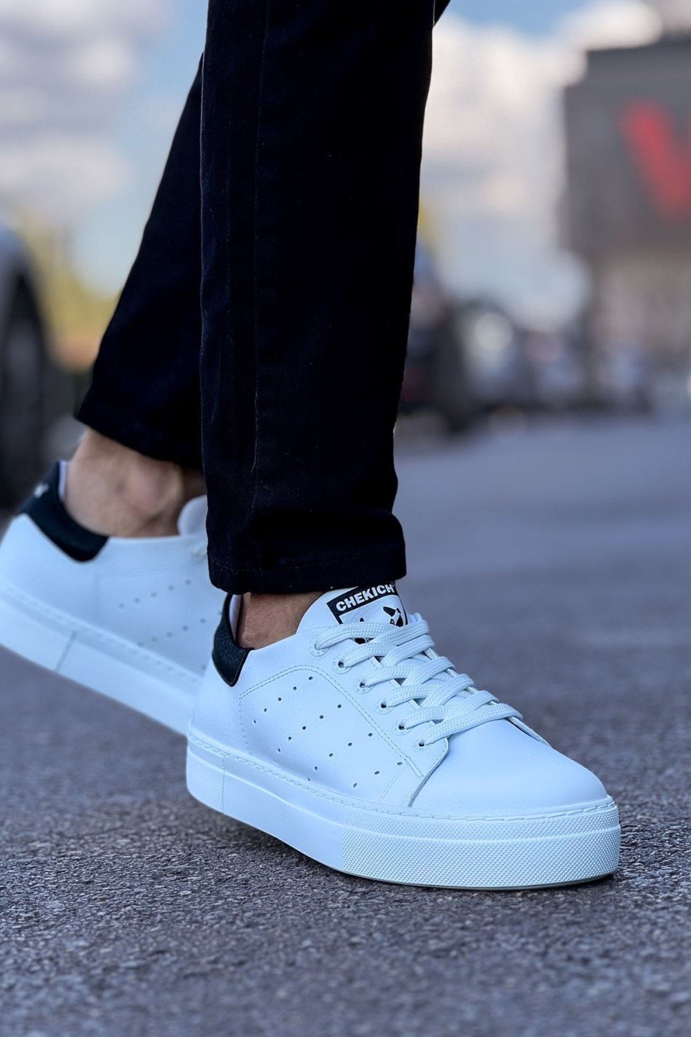 CH983 Tennis Erkek Günlük Bağcıklı Cilt Spor Sneaker Ayakkabı CBT - Beyaz/Siyah Erkek Ayakkabı CH983 Tennis Erkek Günlük Bağcıklı Cilt Spor Sneaker Ayakkabı CBT - Beyaz/Siyah – Chekich Erkek Ayakkabı
