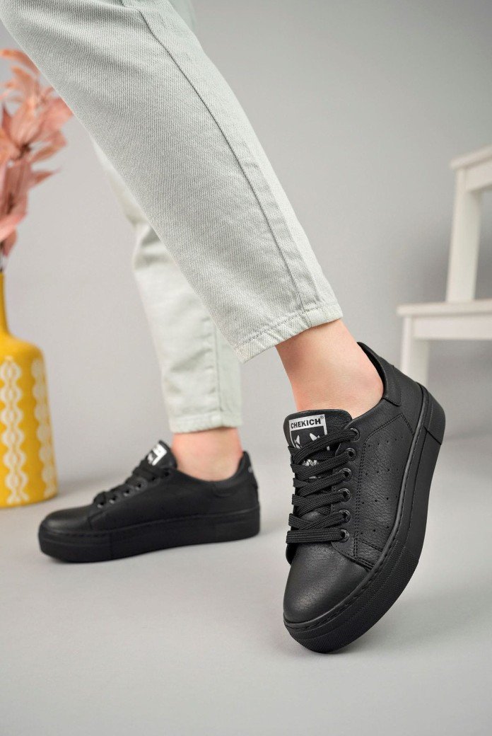 CH983 Tennis Erkek Günlük Bağcıklı Cilt Spor Sneaker Ayakkabı CST - Siyah CH983 Tennis Erkek Günlük Bağcıklı Cilt Spor Sneaker Ayakkabı CST - Siyah