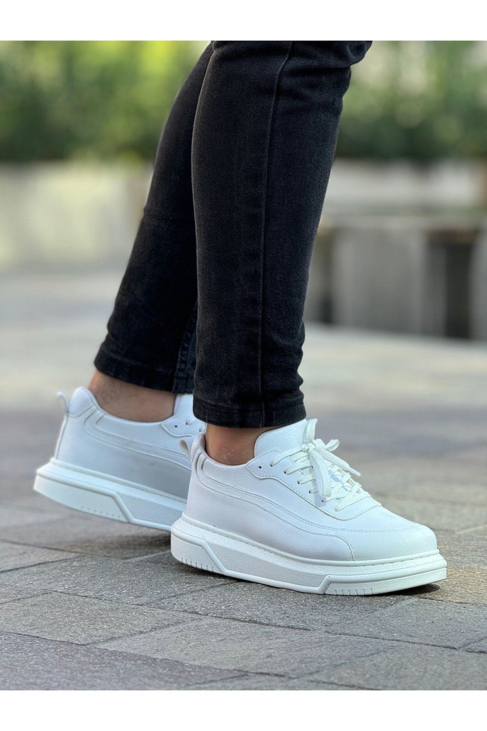 CH987 Second Edition Erkek Günlük Bağcıklı Cilt Spor Sneaker Ayakkabı CBT - Beyaz – Chekich Erkek Ayakkabı