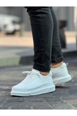 CH987 Second Edition Erkek Günlük Bağcıklı Cilt Spor Sneaker Ayakkabı CBT - Beyaz