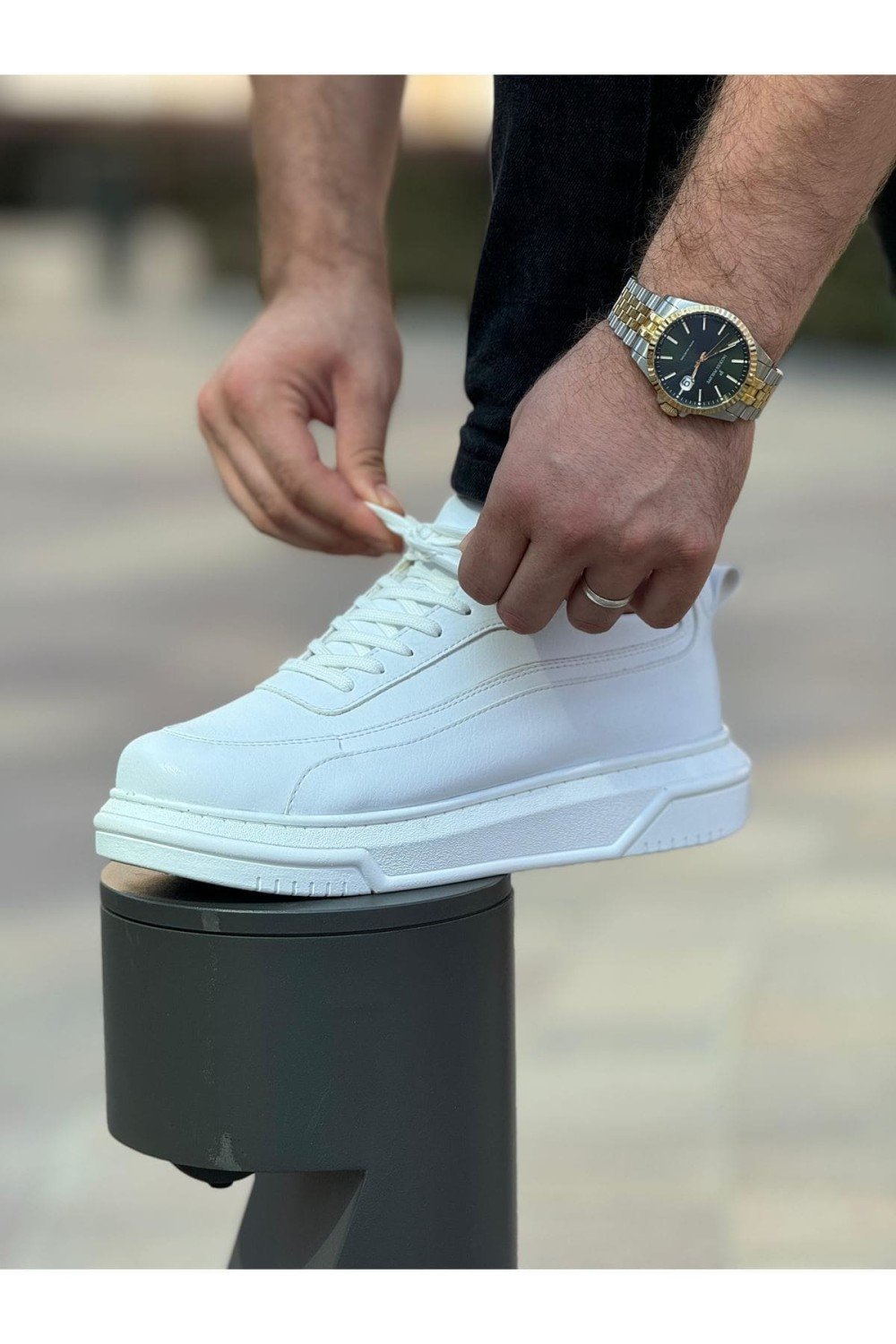 CH987 Second Edition Erkek Günlük Bağcıklı Cilt Spor Sneaker Ayakkabı CBT - Beyaz – Chekich Erkek Ayakkabı