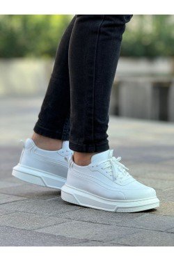CH987 Second Edition Erkek Günlük Bağcıklı Cilt Spor Sneaker Ayakkabı CBT - Beyaz
