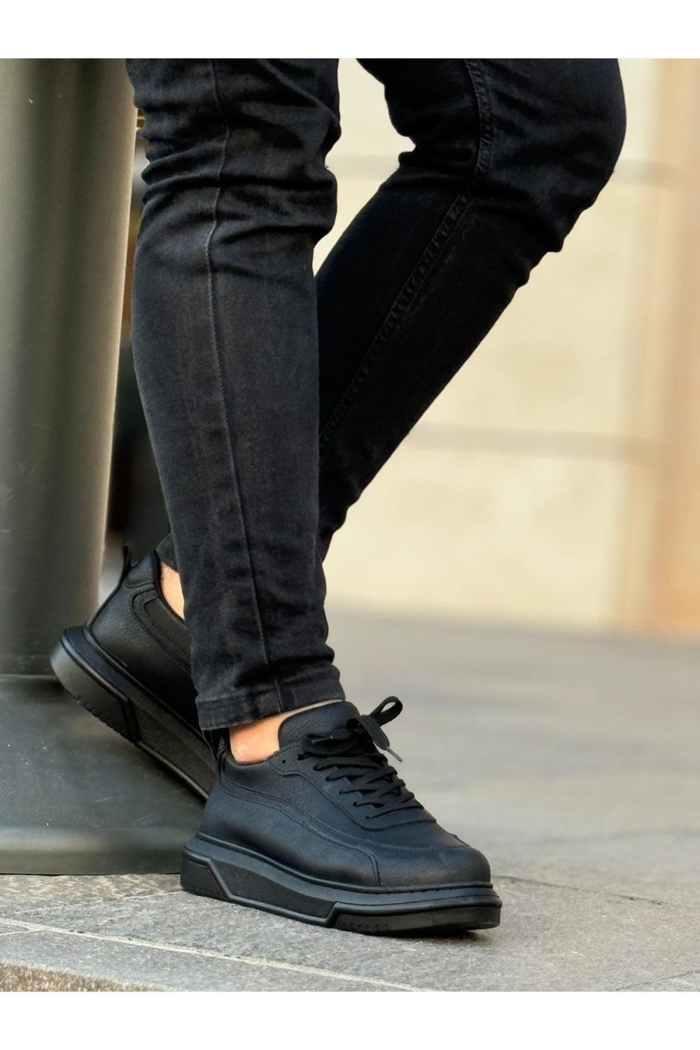 CH987 Second Edition Erkek Günlük Bağcıklı Cilt Spor Sneaker Ayakkabı CST - Siyah – Chekich Erkek Ayakkabı