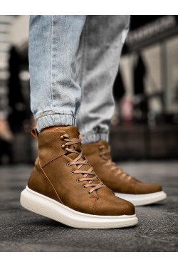 KN-B080 Erkek Spor Günlük Bağcıklı Cilt Bot CBT - Vizon