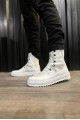 KN-B12 Erkek Spor Günlük Bağcıklı Cilt Bot CBT - Beyaz – Knack Erkek Ayakkabı